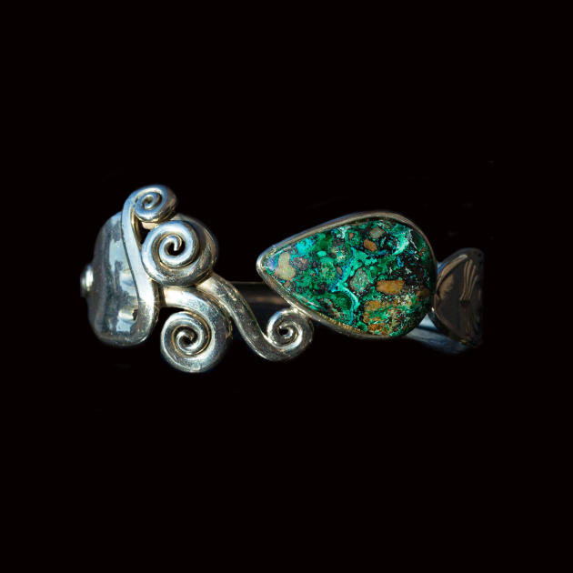 Chrysocolla stone fork bracelet