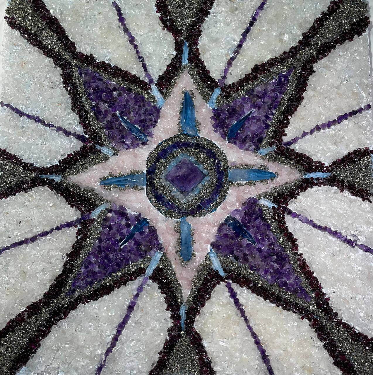 Stones mandala “Violet flame” 40*40 cm - Image 4