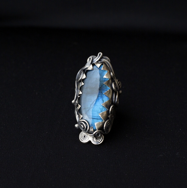 Natural Labradorite Silver Ring