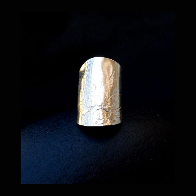 Plain large silver spoon ring model 1