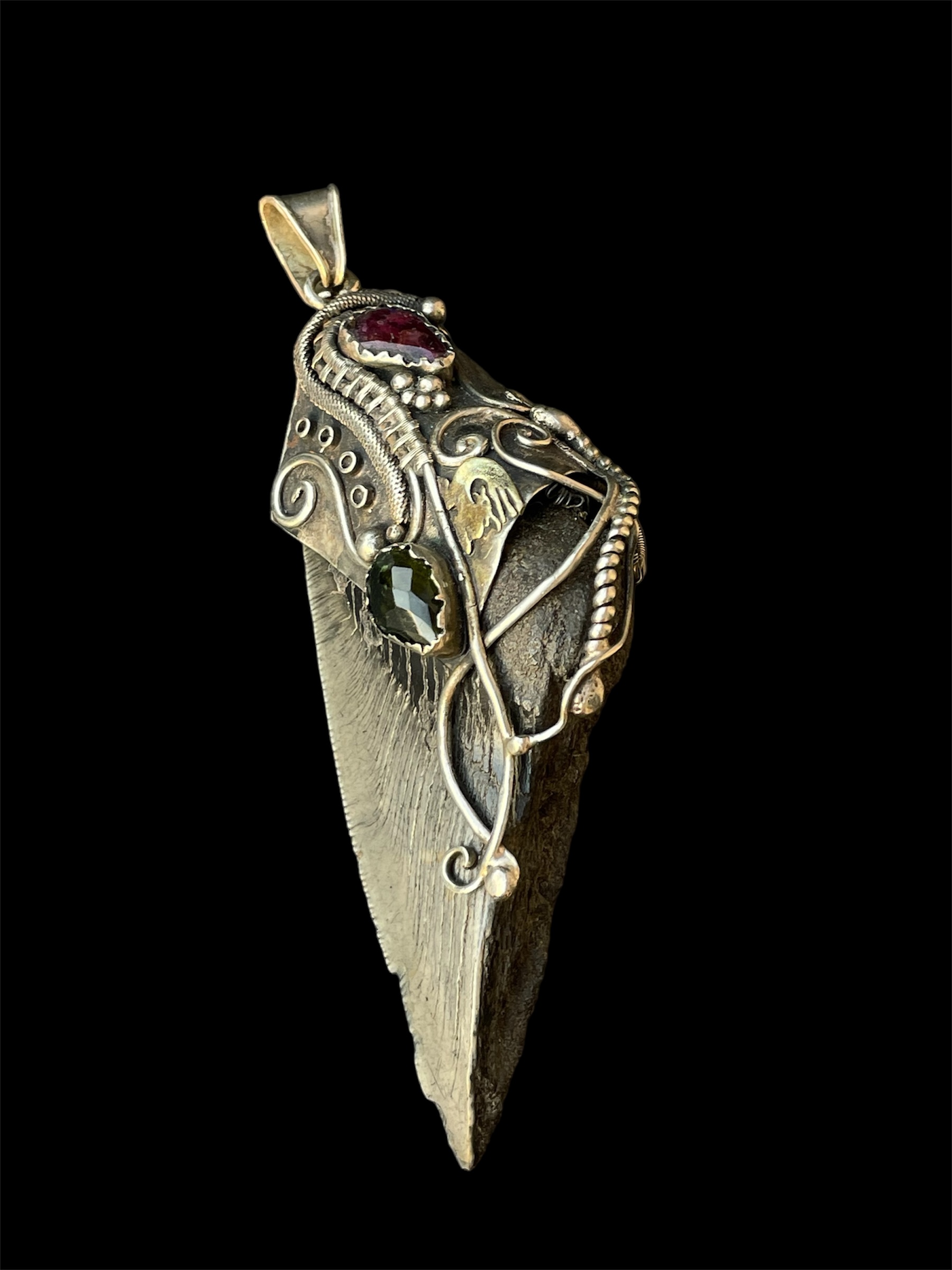 Megalodone Shark tooth sterling silver pendant