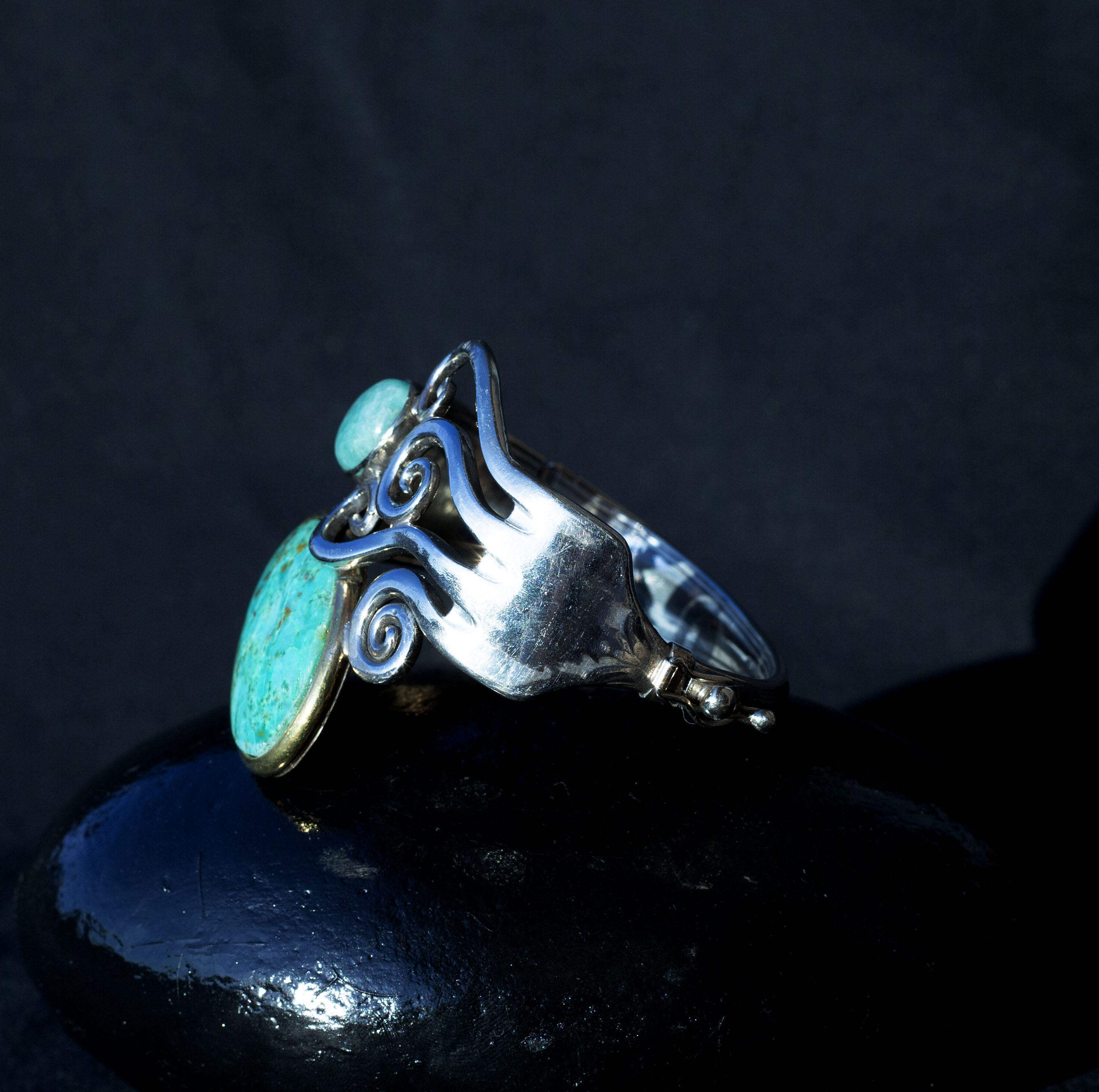 Chrysocolla and amazonite stone fork bracelet - Image 4