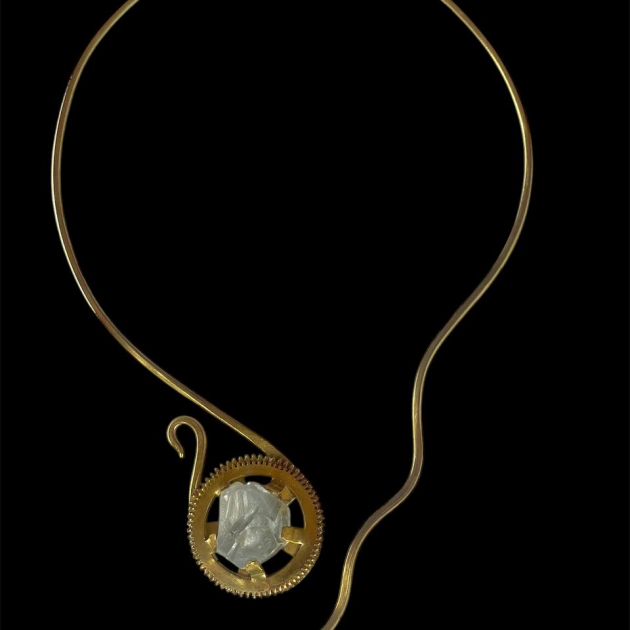 Clock and Gears Pendant with Celestite stone