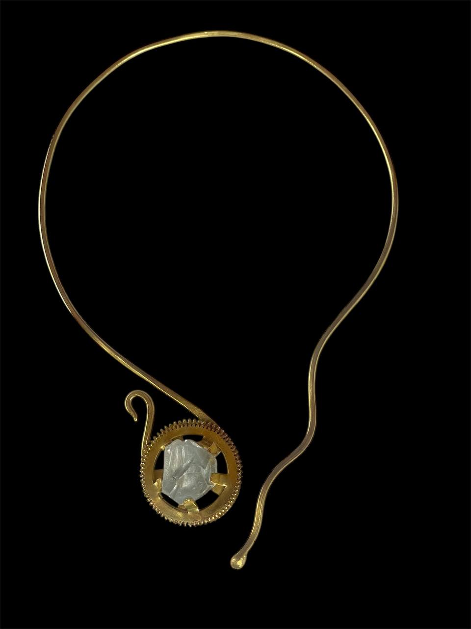 Clock and Gears Pendant with Celestite stone