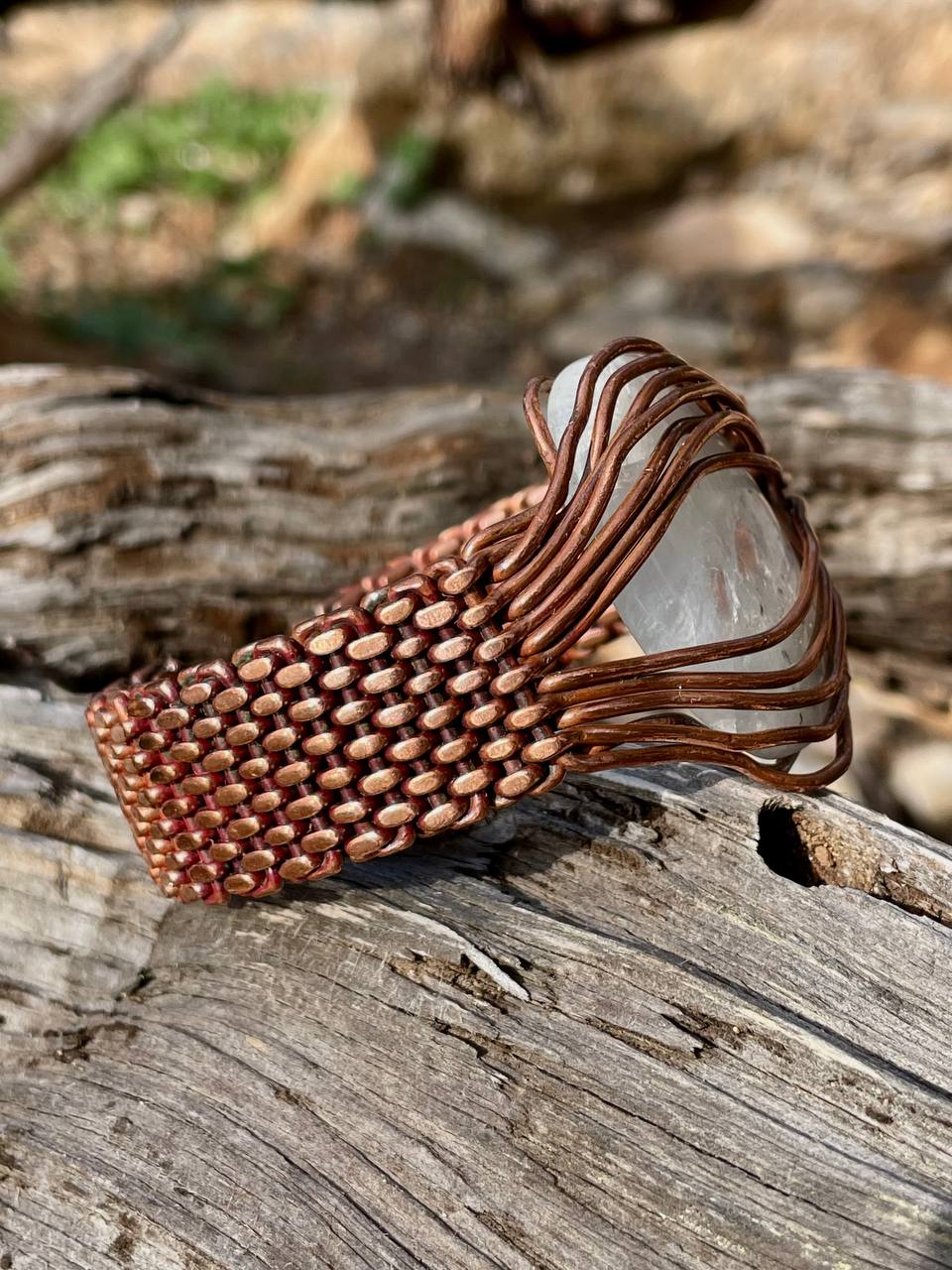 Adjustable copper bracelet with moon stone - Image 3