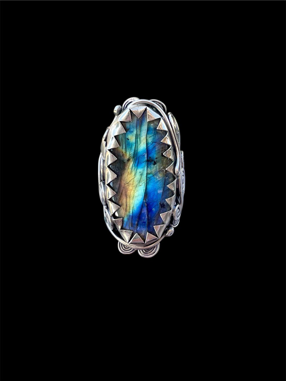 Natural Labradorite Silver Ring
